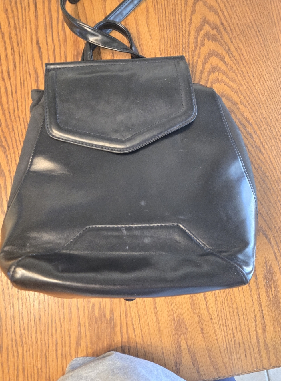 Black Leather Convertible Crossbody Backpack